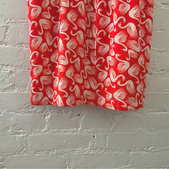 Anthropologie Porridge Swan Print Mini Dress Red White Festival Cottage Boho S - Picture 3 of 8